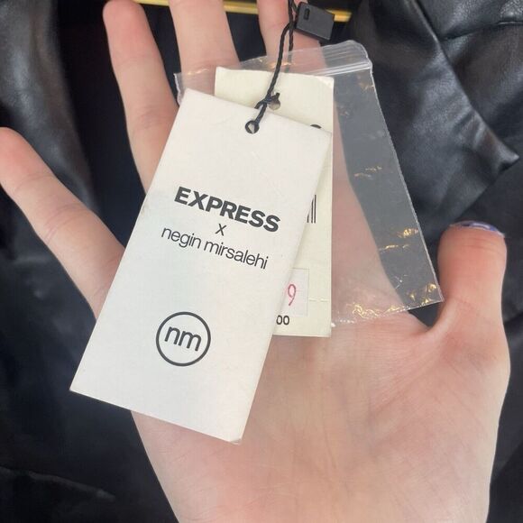 Express X Negin Mirsalehi Black Faux Leather Blazer Mini Dress NWT Size 0 $168 - Picture 9 of 9